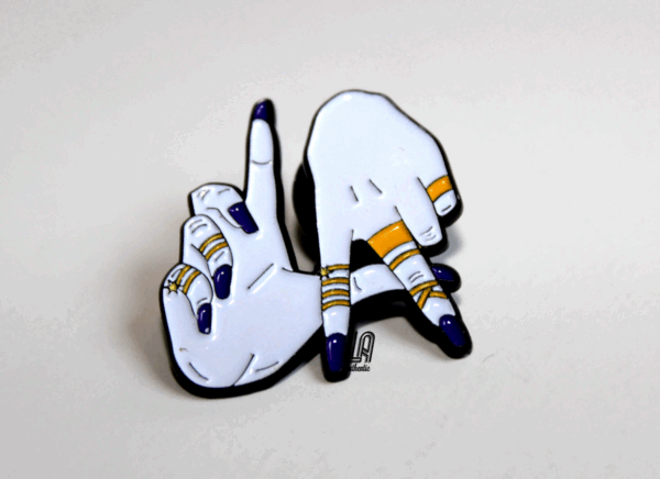 1 inch soft enamel LA Fingers pin